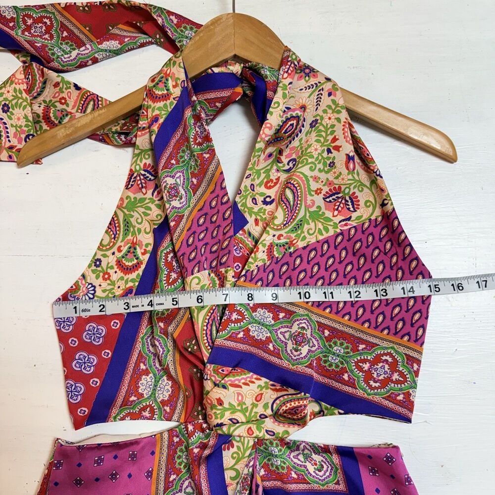 Zara Pink Red Paisley Halter Midi Dress - Picture 15 of 16